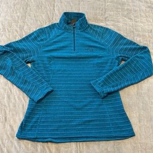 The North Face Fleece Pullover Sweatshirt, 1/4 Zip, Blue, Striped, Size M